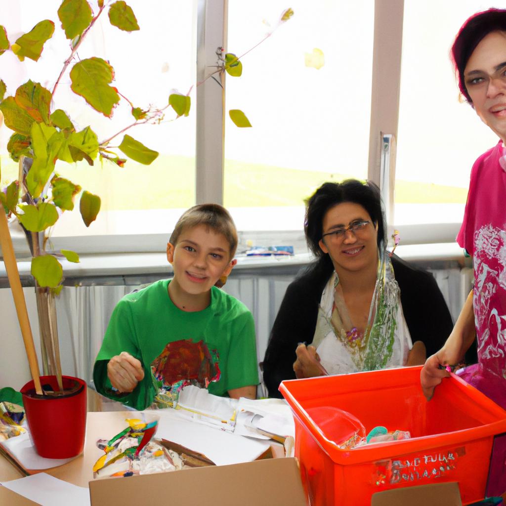 Parent volunteering at Montessori school