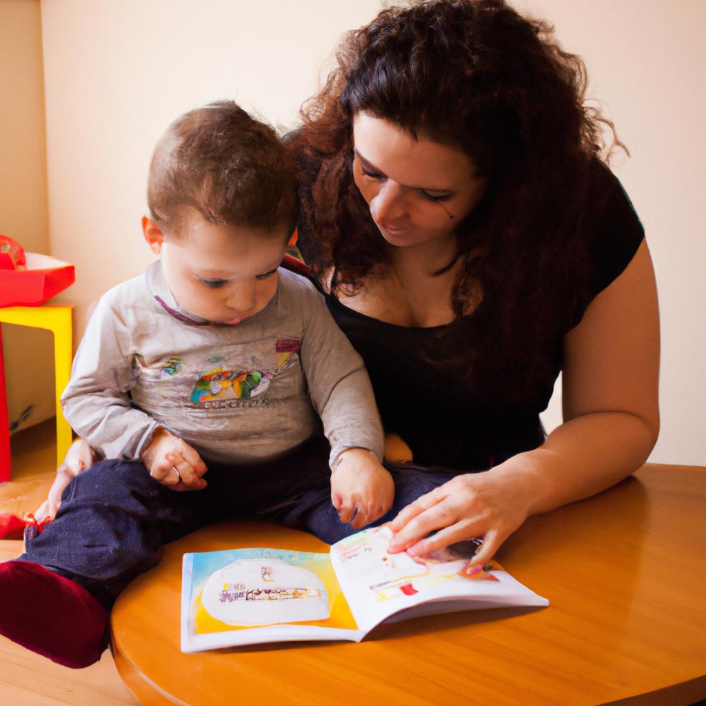 Parent reading with Montessori child